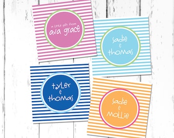 Tarjetas personalizadas para hermanos, etiquetas de regalo para hermanos y hermanas, tarjetas de presentación personalizadas para niños, etiquetas de regalo para niños • etiquetas de regalo a rayas