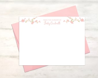 From the nursery of stationery for baby thank you cards girl, thank you stationary, baby girl floral thank you notes, new mom notes, [FB120]