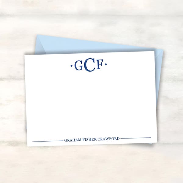 Men's notecards monogram stationery for boy graduation thank you notes, notecards for men, personalized stationary for guys, 2026 grad notes