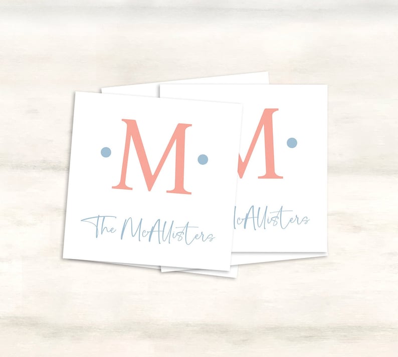 Monogrammed Initial Enclosure Cards for Family Gift Tags Etsy