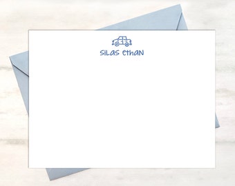 Car stationery for boys personalized stationary set, car note cards set, custom baby notecards, boy thank you cards, car notecards [FB124]