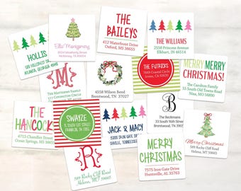 Christmas return address stickers for Christmas card labels, Address label stickers, Personalized holiday return address Christmas sticker