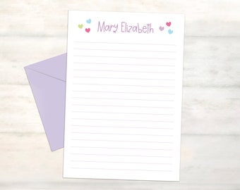 Personalized letter writing stationery set for girls stationery sheets, Lined stationary paper, Kids letter writing set, Girls gift [PA25]