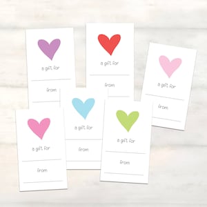Heart gift tags for girls and boys birthday gift tags, To From gift tags for kids, heart gift tags, blank colorful gift enclosure cards