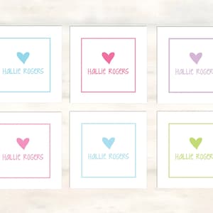 Personalized kids calling cards gift tags, simple heart gift tags for kids, children's enclosure cards, kids birthday gift tags [EC518]