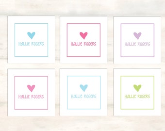 Tarjetas de visita personalizadas para niños, etiquetas de regalo sencillas con forma de corazón para niños, tarjetas de acompañamiento para niños, etiquetas de regalo de cumpleaños para niños