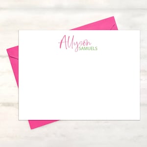 Stationery personalized set note cards, Girl custom stationary, Letter writing set, Graduation thank you notes, Flat notecards set  [FB147]