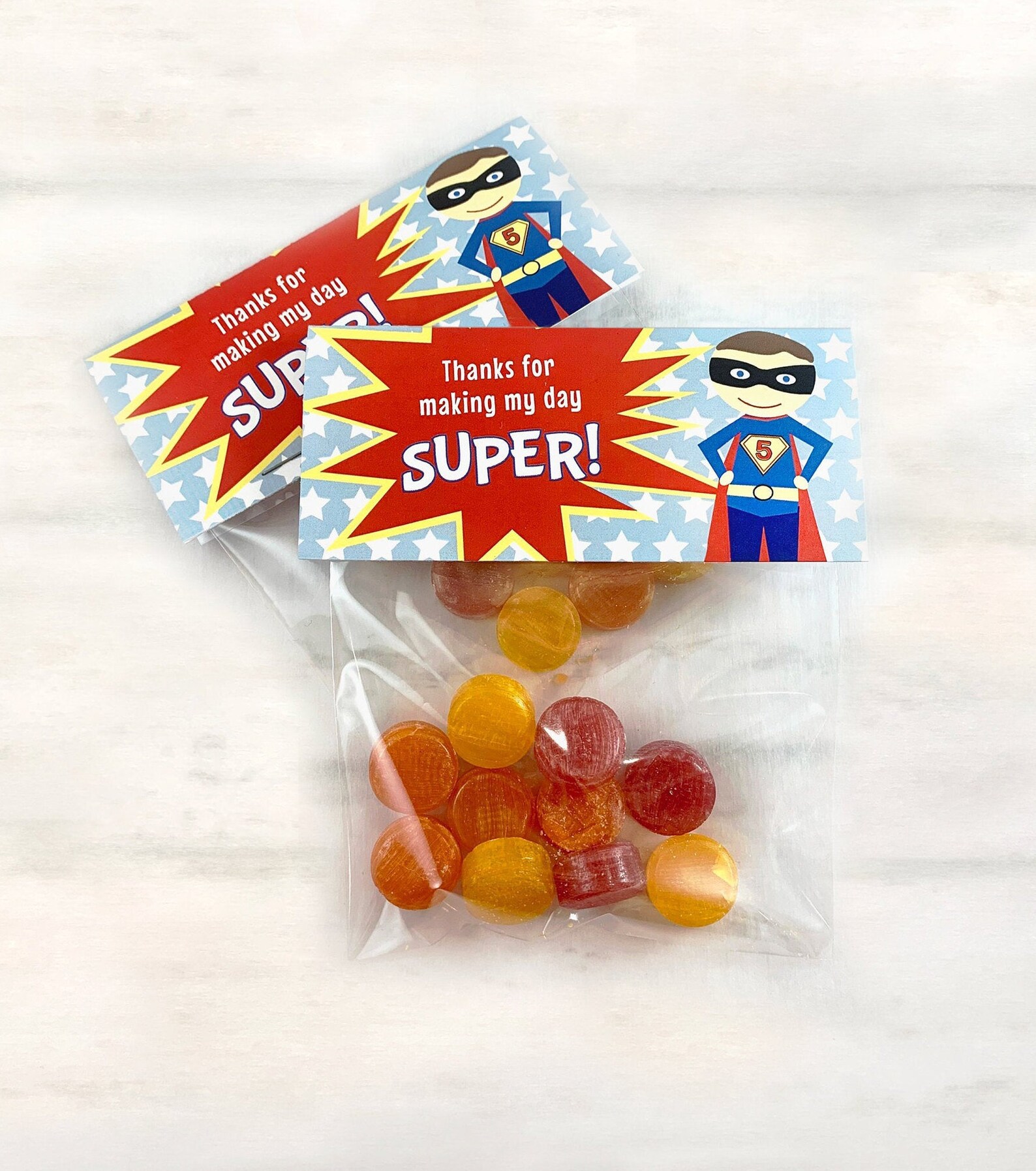 Superhero treat bag toppers for birthday party favors Etsy