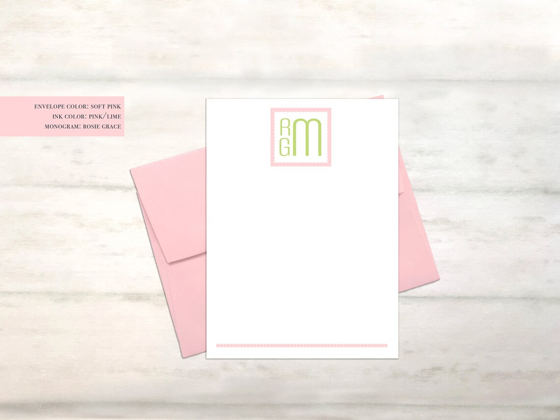 Personalized Stacked Monogram Stationery Set for Girls Stationary, Note ...