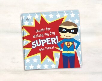 personalized kids superhero birthday party favor tags, superhero tags, boys birthday party favors, superhero birthday tags for treat bags