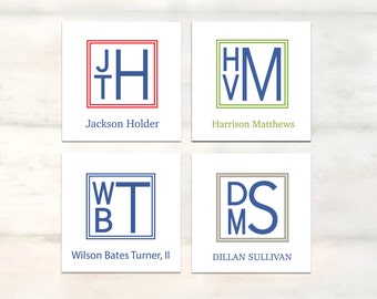 stacked monogram enclosure cards for boys gift tags, personalized calling cards, men personalized gift tag monogramed, boy enclosure gift