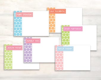 Polka dot personalized note cards for kids stationery set for girls, Colorful birthday gift idea for girl, kids thank you notes and envelope
