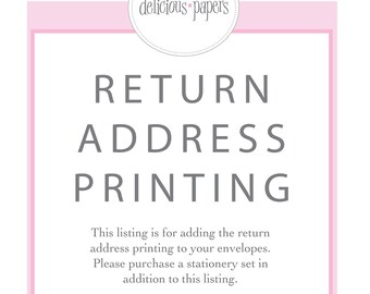 Return address printing Add-On  |   Custom personalized envelopes stationery ADD ON