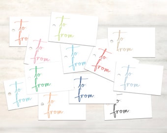 To and from gift tag set for birthday gifts, hanging gift tag, Simple gift tags, Any occasion gift tags, to from colorful gift tags, [EC550]