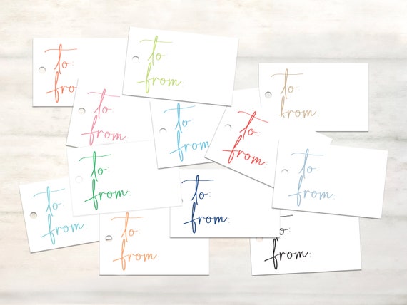 To and from gift tag set for birthday gifts, hanging gift tag, Simple gift tags, Any occasion gift tags, to from colorful gift tags