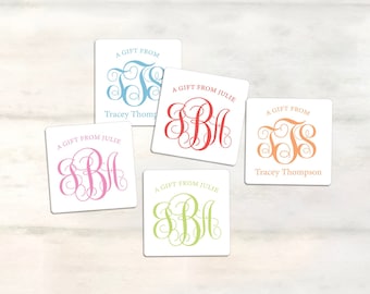 Monogrammed gift tag stickers, Personalized stickers for gifts monogramed, Monogram gift labels for her, Birthday gift tag stickers [ST627]