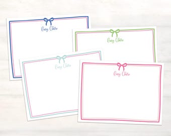 Bow stationery note card set, Personalized bow themed stationery, custom notecards, stationery set, girls stationery bow notes tween [FB152]