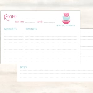 Colorful Recipe Cards for Kids, 4x6 Double-sided Blank Recipe Cards for ...