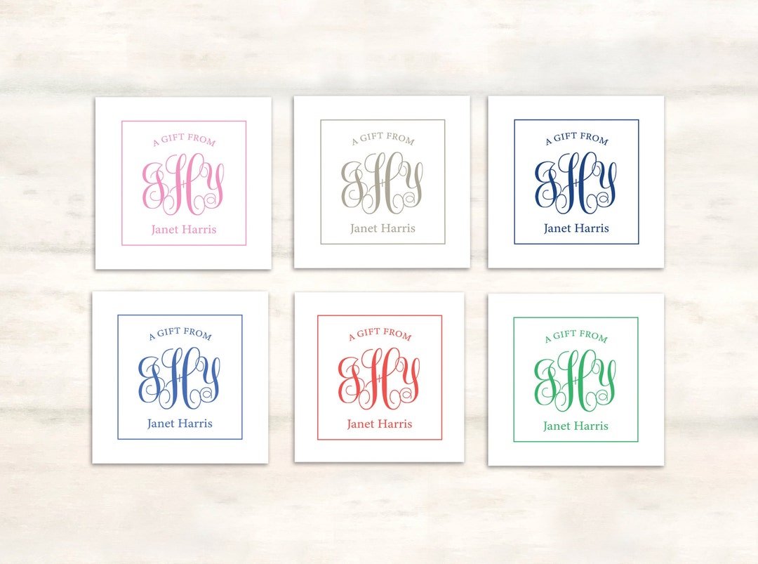 Monogrammed Gift Tags, Personalized Enclosure Cards, a Gift From Tag, Monogrammed Gifts for