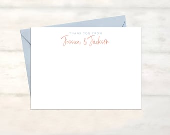 Personalized thank you stationery for couples stationary set, Baby shower thank you notes, Couples baby shower wedding gift notecard [FB150]