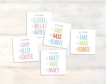Sibling gift tag stickers for birthday gifts from sisters and brothers, A gift from stickers, sibling party birthday stickers [ST622]