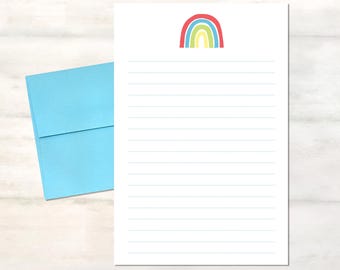 Girls rainbow letter writing rainbow stationery set for children, Writing set for girls, Rainbow stationary letter paper for kids notes