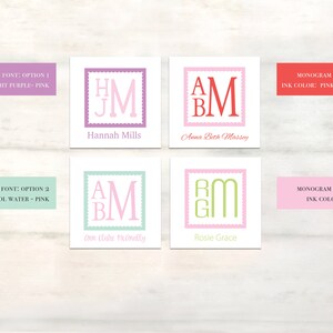 Stacked monogram enclosure cards for girls personalized kids calling cards, personalized girl gift tags, monogrammed calling cards [EC503] image 2