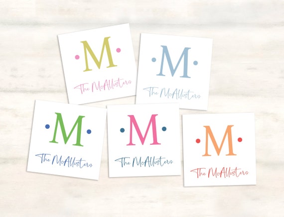 Monogrammed initial enclosure cards for family gift tags, Calling cards for women, Monogram gift tags, Personalized initial family gift tags