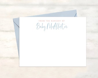 Personalized baby thank you stationery from the nursery of, Baby shower thank you notes, couples thank you card, couples baby shower [FB151]