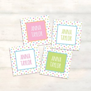 Personalized polka dot enclosure cards for girls, sister personalized calling cards, kids calling cards, personalized gift tags [EC510]