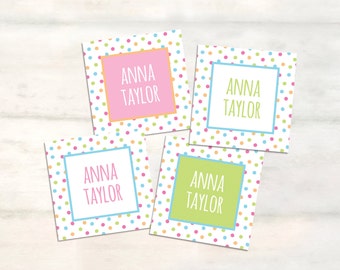 Personalized polka dot enclosure cards for girls, sister personalized calling cards, kids calling cards, personalized gift tags [EC510]