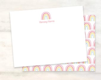 Colorful rainbow notecards for girls, Rainbow lined envelope stationery set, Fun kids stationery, Thank you notes, Children's birthday gift