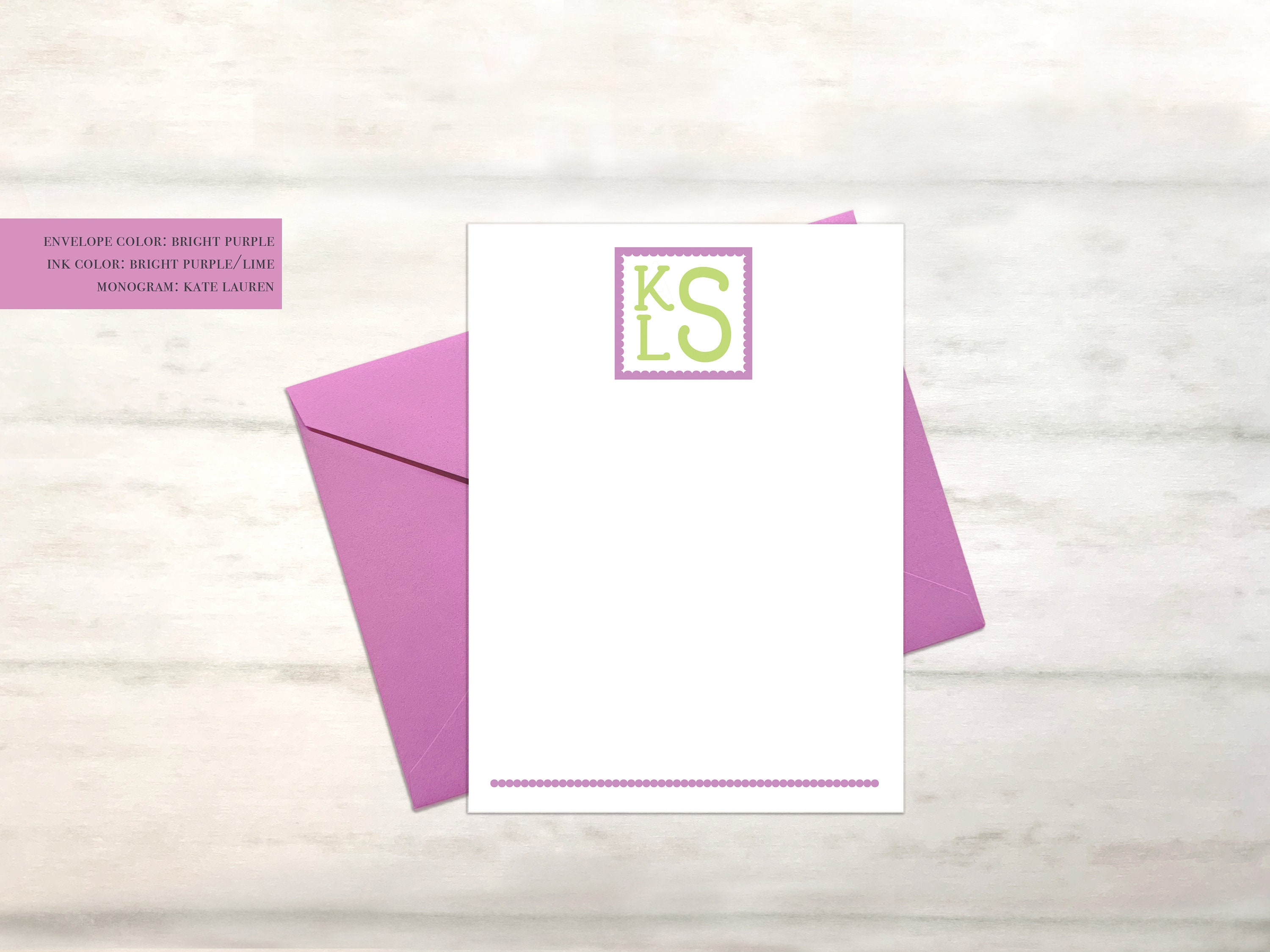 Personalized Stacked Monogram Stationery Set for Girls Stationary, Note ...