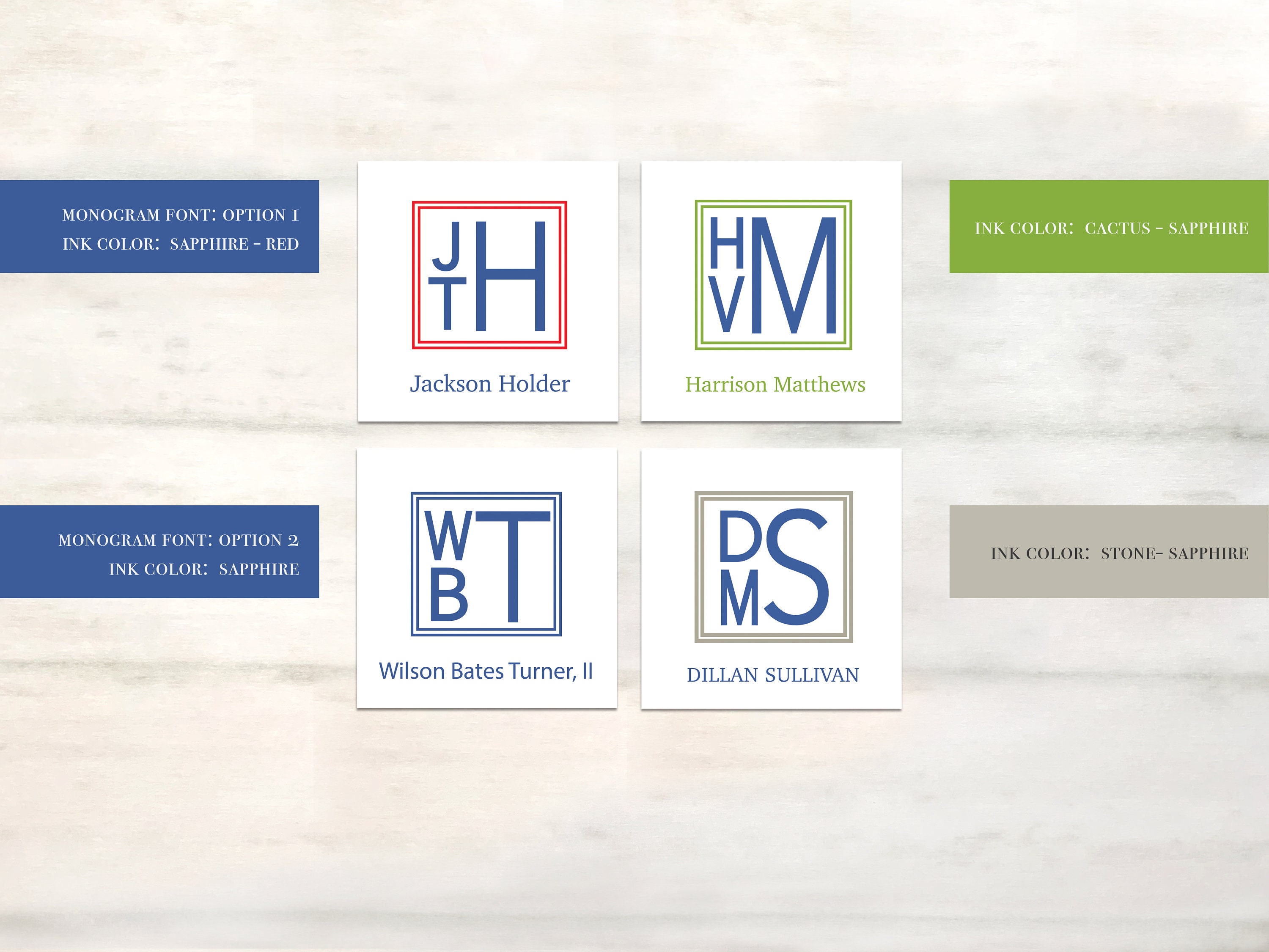 Stacked Monogram Enclosure Cards for Boys Gift Tags, Personalized ...