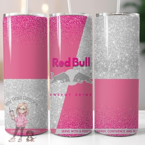Red Bull Coral Pink Energy Can 20oz Skinny Tumbler Wrap PNG-bestand digitale download