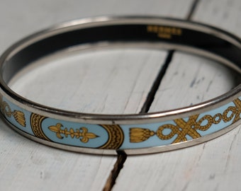HERMES Sterling Silver Galop Cuff Bracelet Large Model Size Small