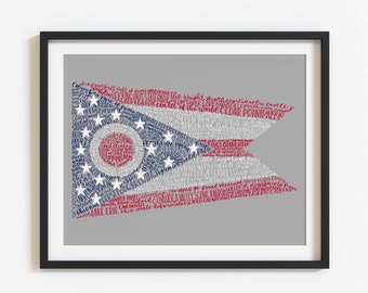 Ohio Flag | Hand Lettered | 11x14 Print