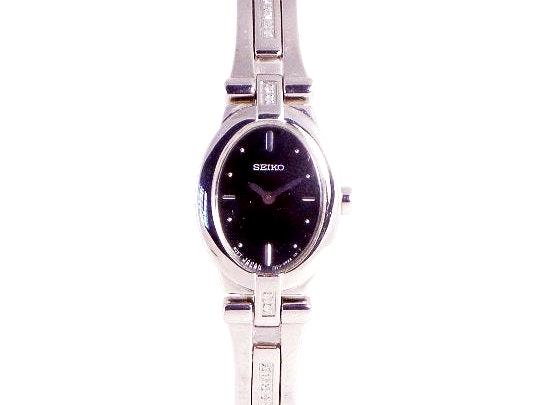 Seiko Stainless Steel Ladies Watch w/Diamond Accents Needs New Battery - Size 6\