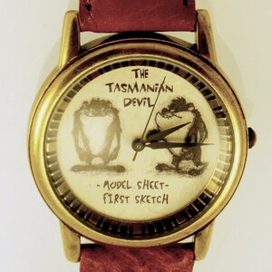 Fossil Taz, Tasmanian Devil First Sketch Model Sheet Watch Parchment Look Dial Unworn LTD X/2500