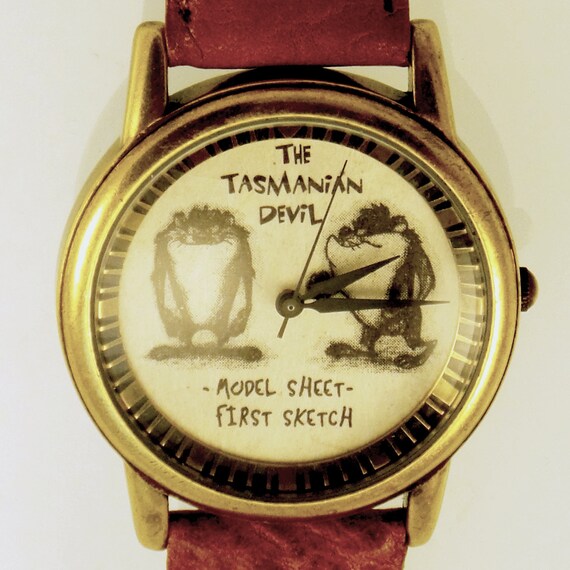 Fossil Taz Tasmanian Devil First Sketch Model Sheet Watch Parchment Look Dial Unworn Ltd X2500