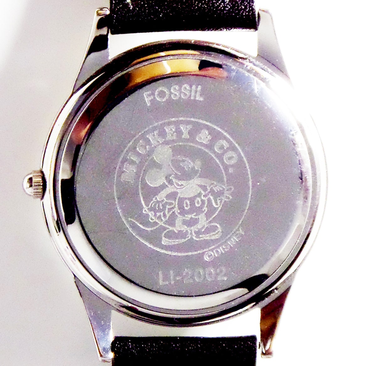 Vintage Fossil Mickey Mouse Watch, Black Leather Band, Model  display picture 3