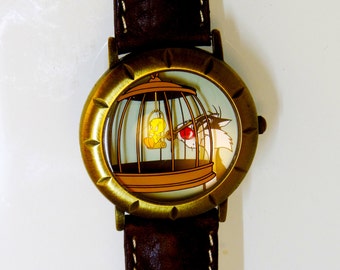 1994 Looney Toons Tweety And Sylvester Fossil Watch With Box Warner Bros Warner bros fossil watch - Gem main image 2