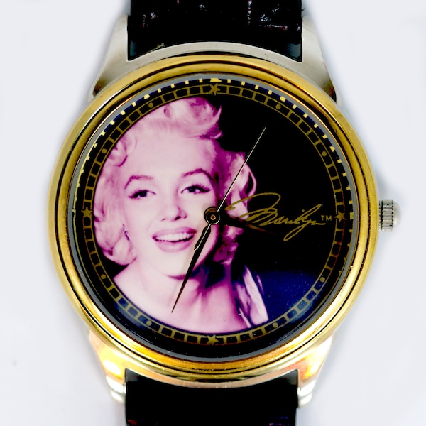 Marilyn Monroe Fossil Made Vintage Unworn Collectible Gold And Silver Tones Leather Band Watch, Numbered Of 15,000