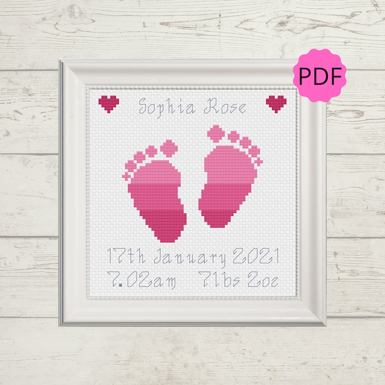 Baby Feet Cross Stitch Pattern New Baby Cross Stitch Etsy
