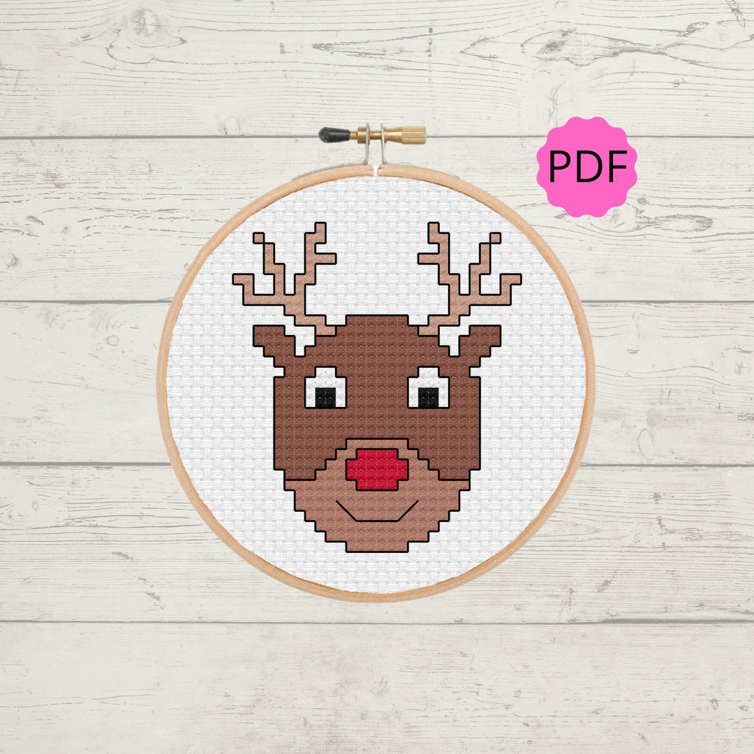 Christmas Reindeer Cross Stitch - Cute Reindeer Pattern - Christmas ...