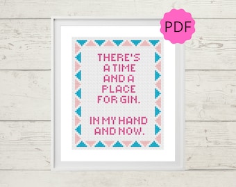 Modern Gin Cross Stitch - Funny Gin Pattern - Snarky Gin Embroidery - DIY Gin Gift - Gin Lover Cross Stitch -Instant Download - PDF Pattern
