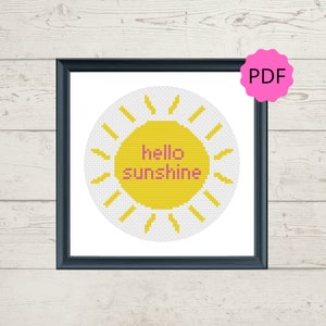 Hello Sunshine Cross Stitch Pattern - Sunshine Cross Stitch - Simple Hoop Embroidery - Beginners Cross Stitch Instant Download - PDF Pattern