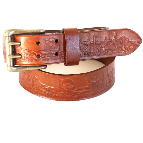 Stamped Leather Belt - Trees 1.0