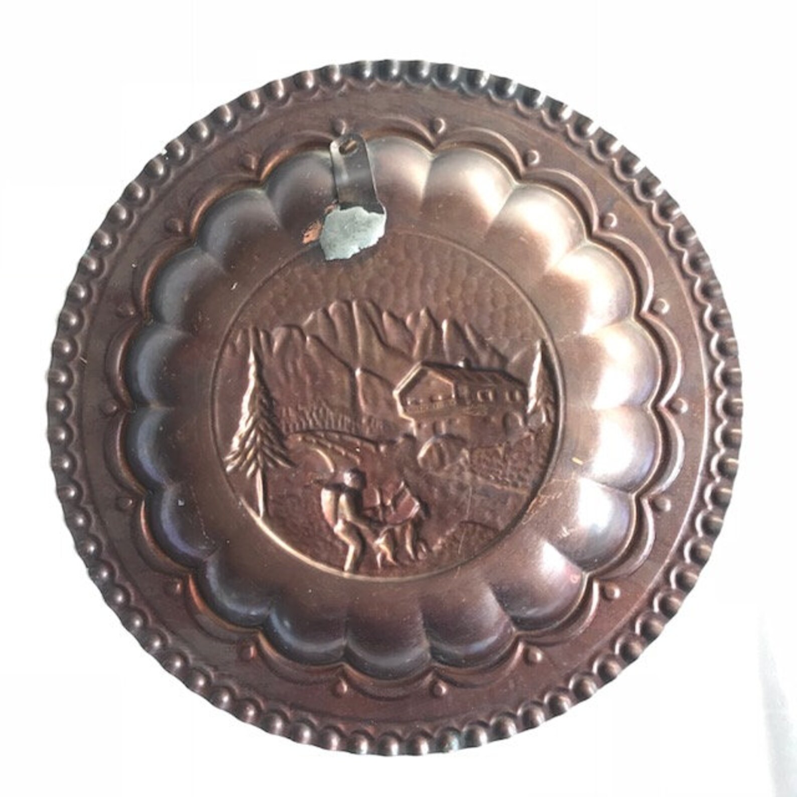 Vintage Copper Plate Wall Hanging Rustic Mountain Bridge Etsy