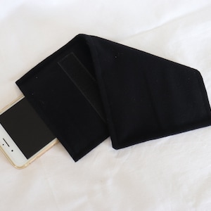 Faraday Cell Phone Case EMF Protective Sleeve Signal-blocking security pouch Handmade black cotton fabric